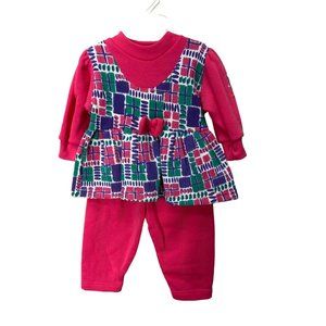 Celebrity Kids Multicolor Top Pink Bottoms Patch On Sleeves 12 Months 2 Piece Se